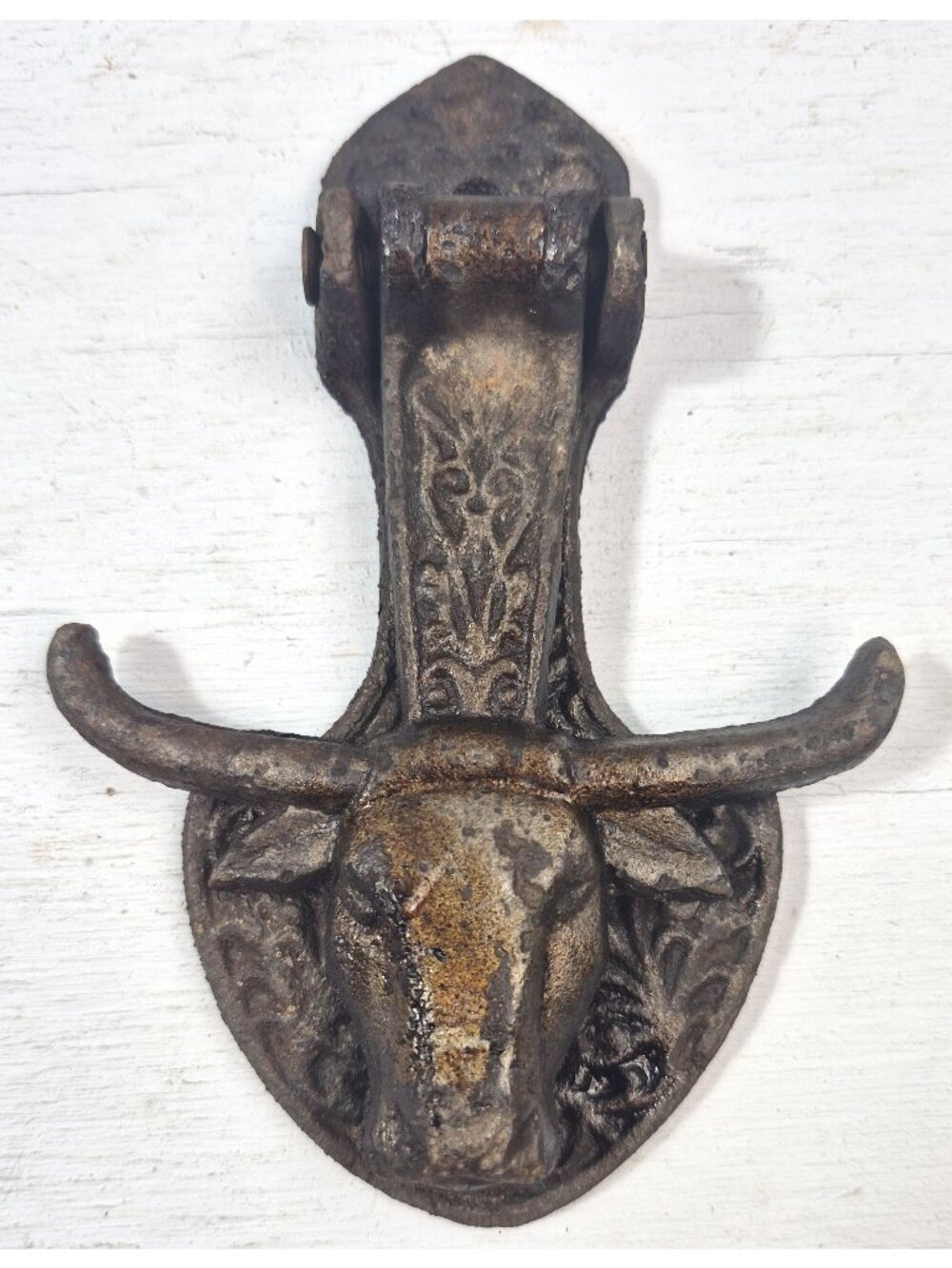 Vintage Cast Iron Longhorn Steer Door Knocker Western Ranch Rustic Cowboy Decor